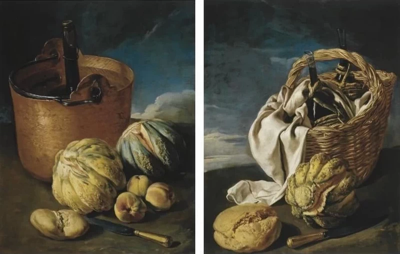 Giacomo Ceruti, il Pitocchetto - 166, Natura morta con secchi e zucca, natura morta con cesto